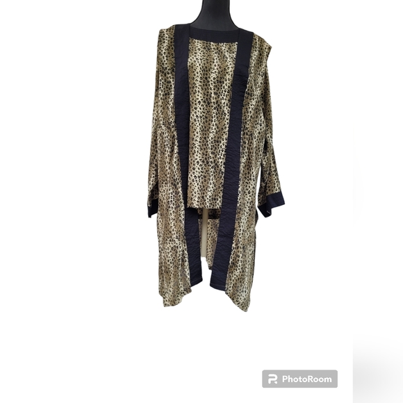 Vintage Loungewear Fashion Fantasy 3pc  Top Vest Pants Y2K 90s XXL Cheetah Queen - Picture 3 of 10